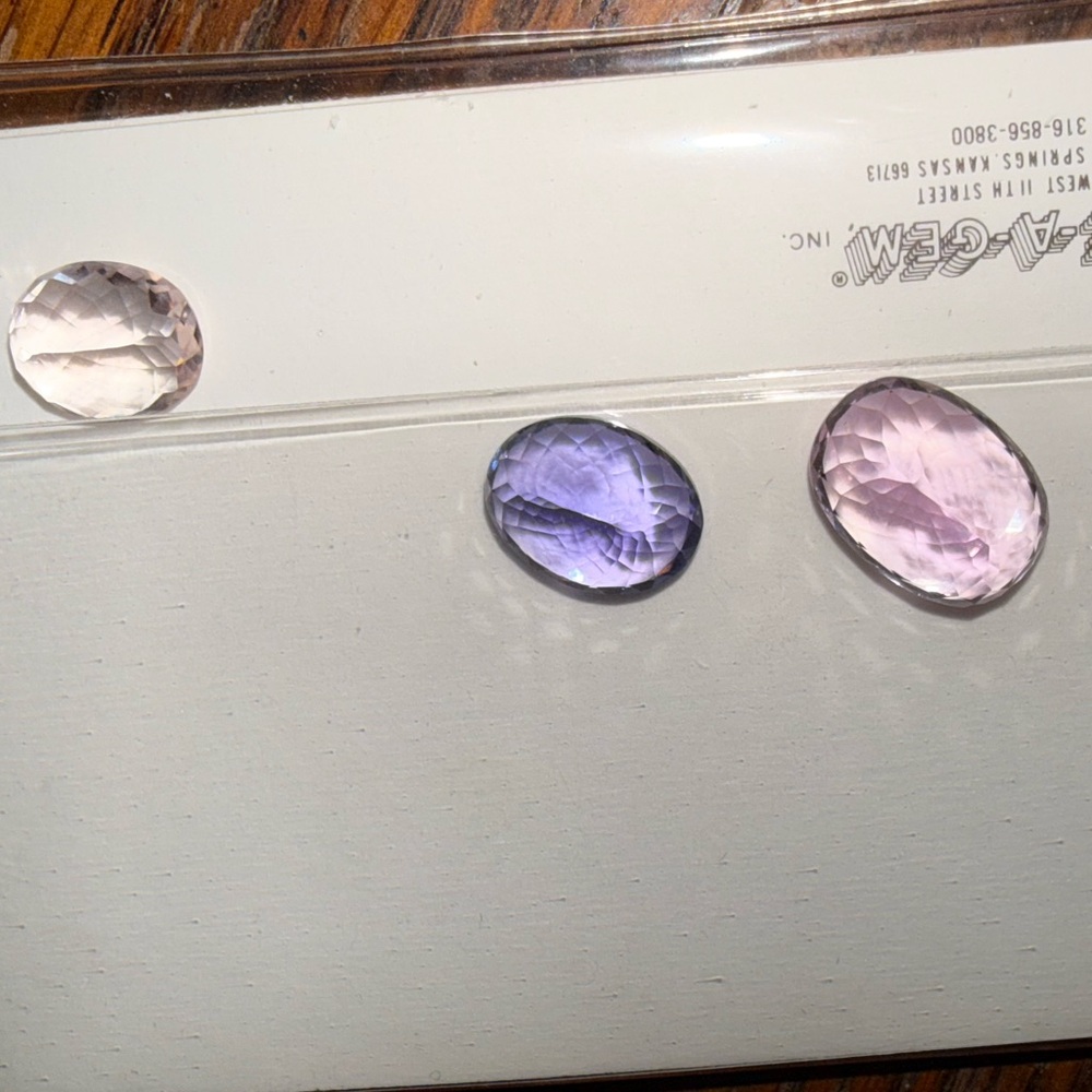 gemstones tanzanite, two morganite